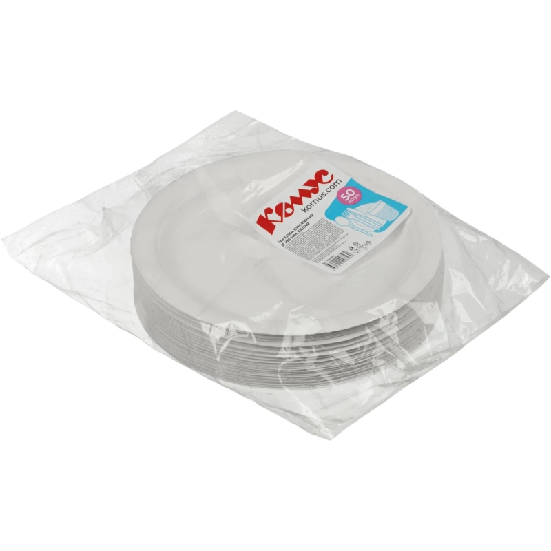 Тарелка одноразовая из ламинированной бумаги д 180 мм, 50шт/уп