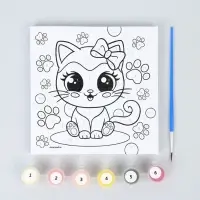 Картина по номерам &laquo;Кошечка с бантиком&raquo; 15&times;15 см