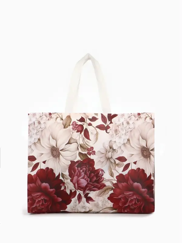 Сумка для покупок &laquo;Пионы&raquo;, многоразовая, бордовая