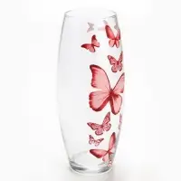 Ваза для цветов &laquo;Бабочки&raquo; стеклянная, прозрачная, 26 см 1.7 л.