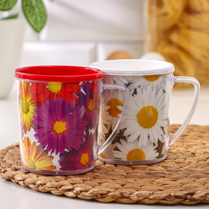 Термокружка пластиковая «Соцветие», 400 мл, МИКС