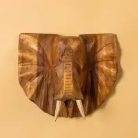 Панно «Голова слона», 32×15×22 см, дерево Суар, бежевое Панно «Голова слона», 32×15×22 см, дерево Суар, бежевое