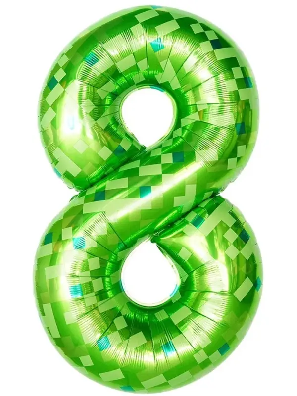 Воздушный шар фольгированный 40" цифра "8" пиксели, в ин.уп.