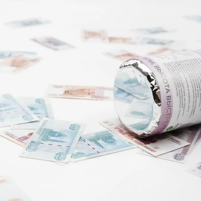 Хлопушка пневматическая Хлопушка пневматическая "Деньги, Рубли" (16/40 см)