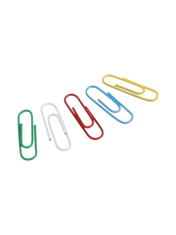 Скрепки канцелярские ErichKrause, 28 мм, 100 штук, цветные с виниловым покрытием, картонная упаковка, МИКС