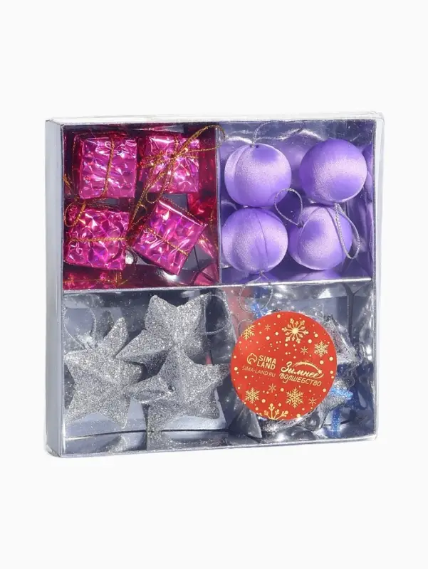 Ёлочные игрушки &laquo;Карнавал&raquo;, новогодние, набор 15 шт. (3 звезды, 4 шара, 4 подарка, 4 колокольчика)