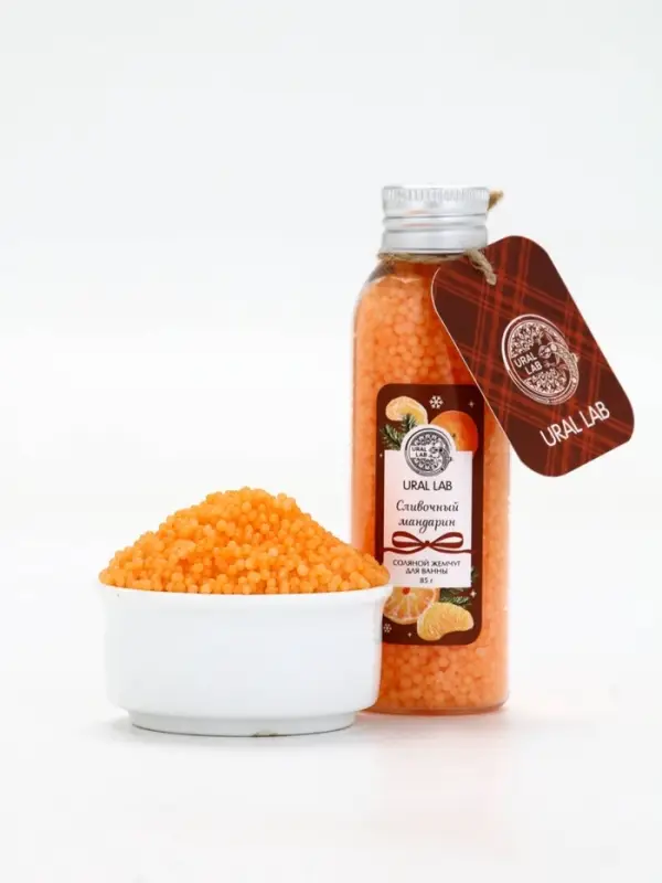 Жемчуг для ванны во флаконе, 85 г, аромат сливочный мандарин,URAL LAB Жемчуг для ванны во флаконе, 85 г, аромат сливочный мандарин,URAL LAB