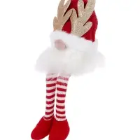 Светодиодная фигура &laquo;Гном красная шапочка&raquo; 33 см, текстиль, 1 LED, от батареек AG10&times;3, свечение тёплое белое