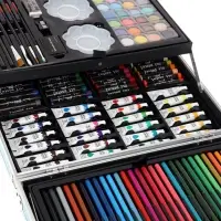 Набор для рисования: 144 предмета, складной, в чемоданчике, синий