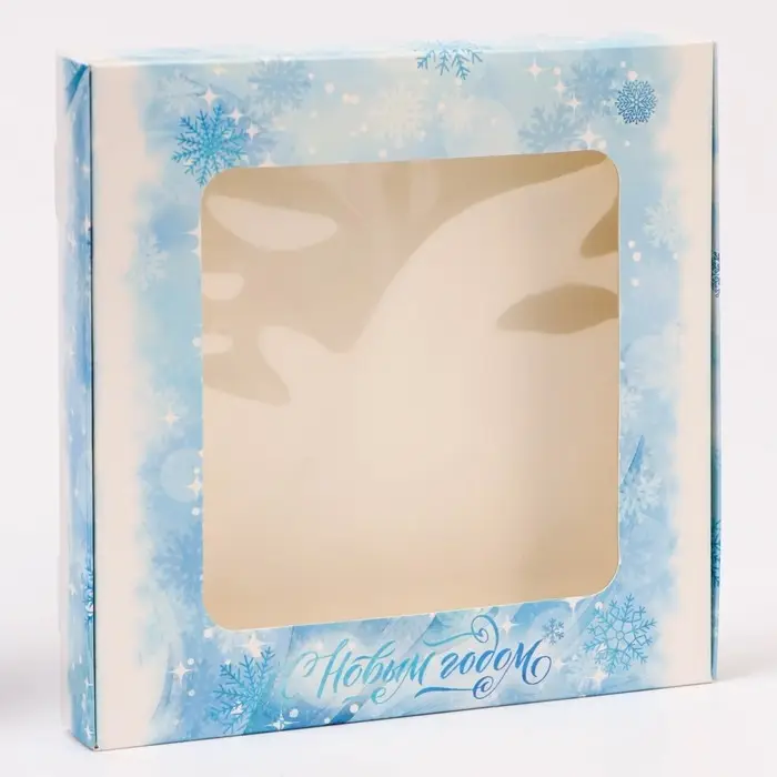 Подарочная коробка сборная с окном «Метель», 19×19×3 см Подарочная коробка сборная с окном «Метель», 19×19×3 см