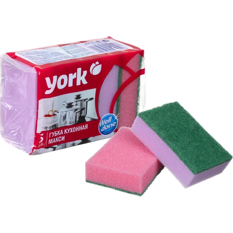 Губки для мытья посуды YORK Макси 5шт/уп 030040