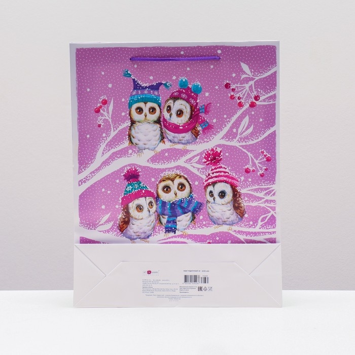 Пакет подарочный "Нежные совы", 33 х 42,5 х 10 см.