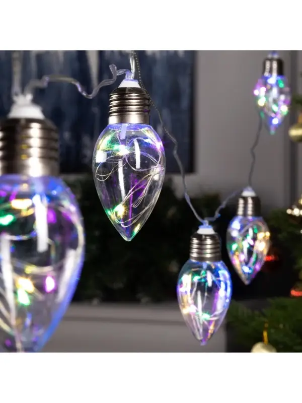 Гирлянда &laquo;Нить&raquo; 3 м с насадками &laquo;Лампочки капля&raquo;, IP20, прозрачная нить, 80 LED, свечение мульти, 8 режимов, 220 В