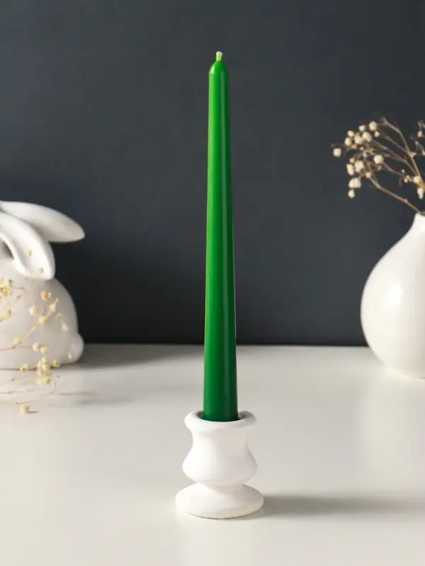 Набор свечей античных, 2.3&times;24.5 см, 5 ч, 55 г, 2 шт., тёмно-зелёный