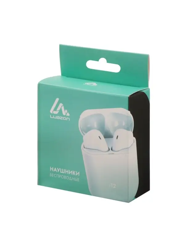 Наушники беспроводные Luazon i12, TWS, вкладыши, Bluetooth 5.0, 35/300 мАч, сенсор, чёрные матовые