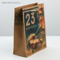 Пакет подарочный крафтовый, упаковка, «С 23 февраля», MS 18 х 23 х 8 см