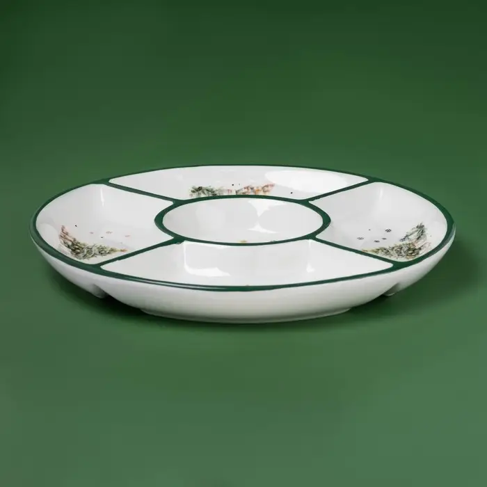 Менажница новогодняя Доляна «Приближение чуда», 5 ячеек, керамика, цвет белый Менажница новогодняя Доляна «Приближение чуда», 5 ячеек, керамика, цвет белый