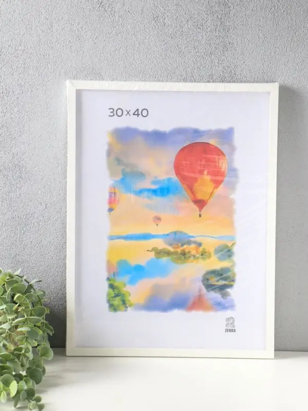 Фоторамка для фото 30х40 см, FIX, мдф, (пластик экран) белый