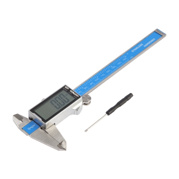 Штангенциркуль электронный ТУНДРА ПРОФИ, металлический, с глубиномером, 150 мм Штангенциркуль электронный ТУНДРА ПРОФИ, металлический, с глубиномером, 150 мм