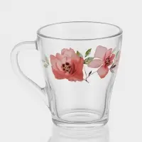Кружка ОСЗ &laquo;Акварельные цветы&raquo;, 250 мл, стекло, прозрачная, рисунок МИКС