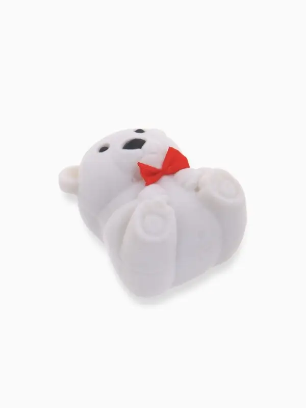 Футляр под кольцо, серьги &laquo;Мишка&raquo;, бархатный, 4.5&times;5&times;3.5 см, белый