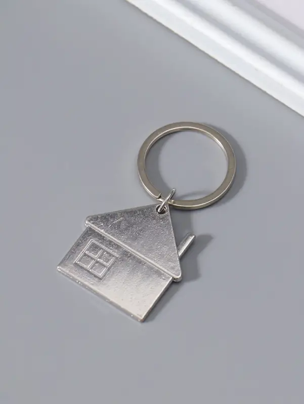 Брелок металл "Домик с окошком" 3,5х3,5 см