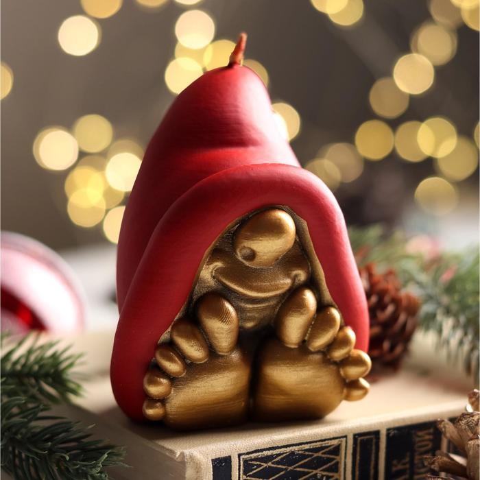 Свеча декоративная Свеча декоративная "Гномик с ножками", 9х7,1х7,3 см, золото