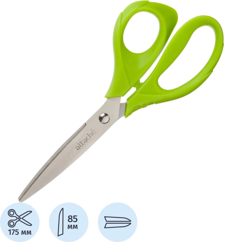 Ножницы Attache Spring 175 мм эргоном.руч.без покрытия,цвет салатовый