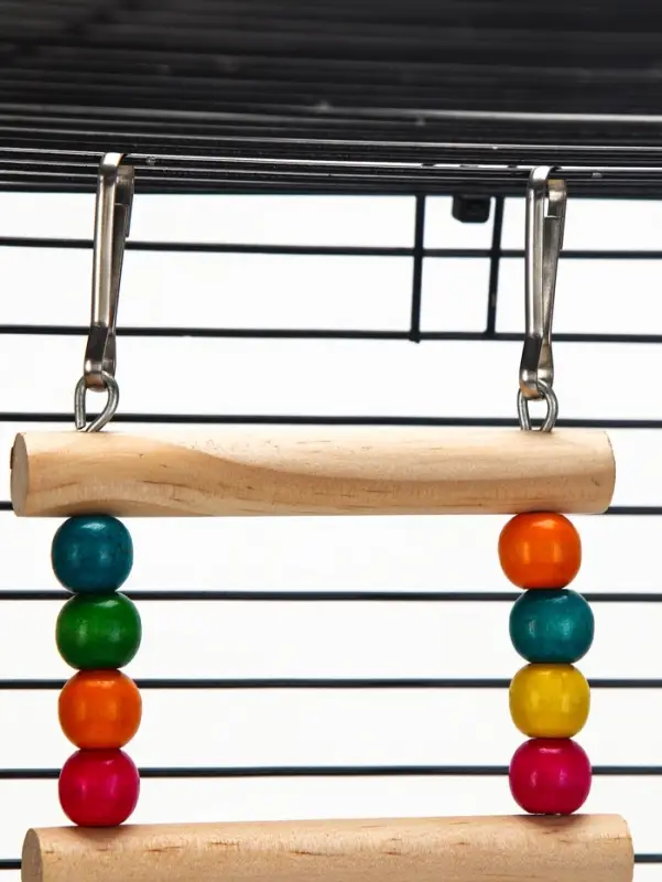 Игрушка для птиц &laquo;Лесенка с бусинами&raquo; 6 ступеней, 37 см, цвет МИКС