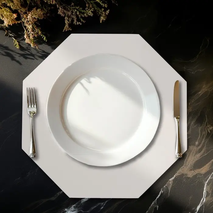 Салфетка сервировочная на стол &laquo;Тэм&raquo;, d=38 см, восьмиугольник, белая