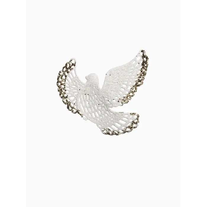 Ёлочные игрушки 2 шт. &laquo;Зимнее волшебство. Птица&raquo; пластик, 12&times;12 см, бело-золотой