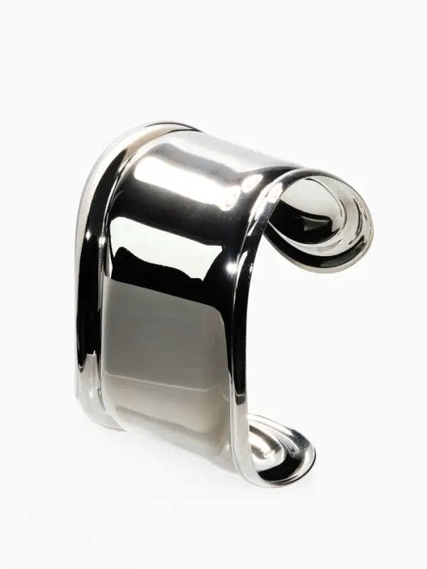 Браслет манжета &laquo;Изгиб&raquo;, d=6 см, цвет серебро