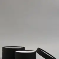 Набор подарочных коробок 2 в 1 круглых,  черная, с окном, 21 х 11 - 18 х 10 см