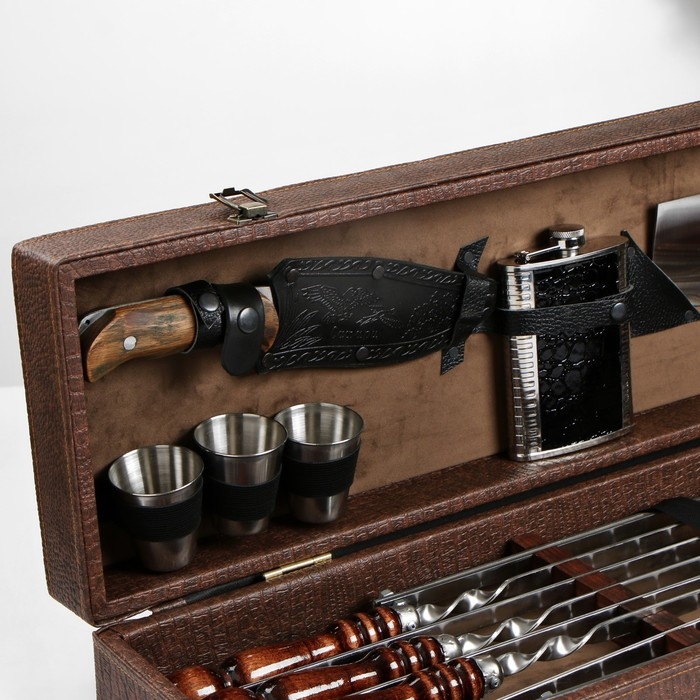 Набор с шампурами подарочный  Набор с шампурами подарочный "Элит-X" в коробке из эко-кожи №7