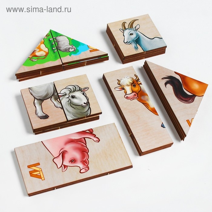 Пазлы «Сложи картинку. Домашние животные» Деревянные Игрушки Пазлы «Сложи картинку. Домашние животные» Деревянные Игрушки