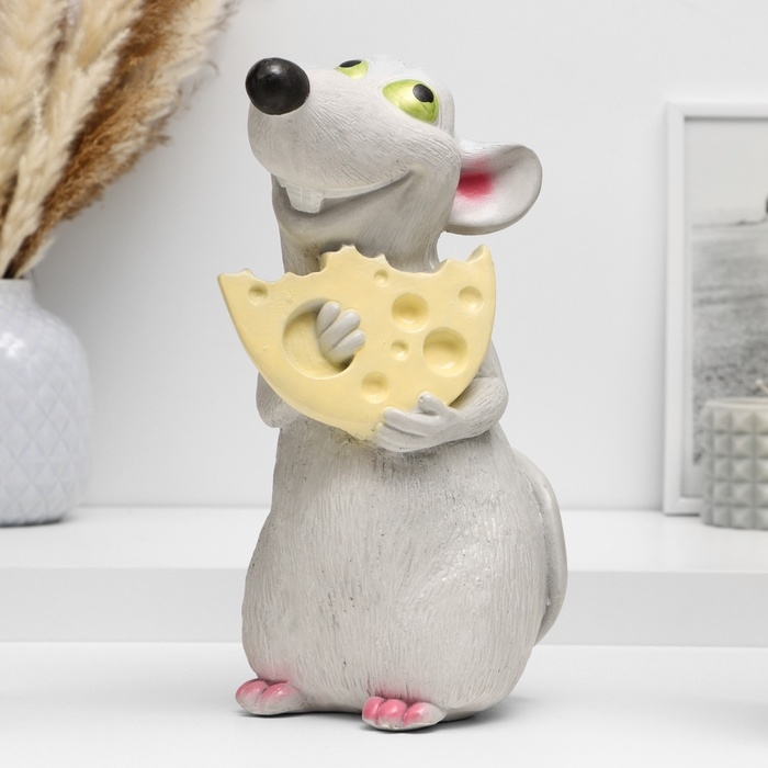 Копилка Копилка "Крыса с сыром" серая, 24х16х14см