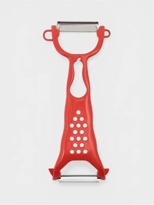 Овощечистка двухсторонняя Libra Plast &laquo;Скраб&raquo;, 18 см, красная