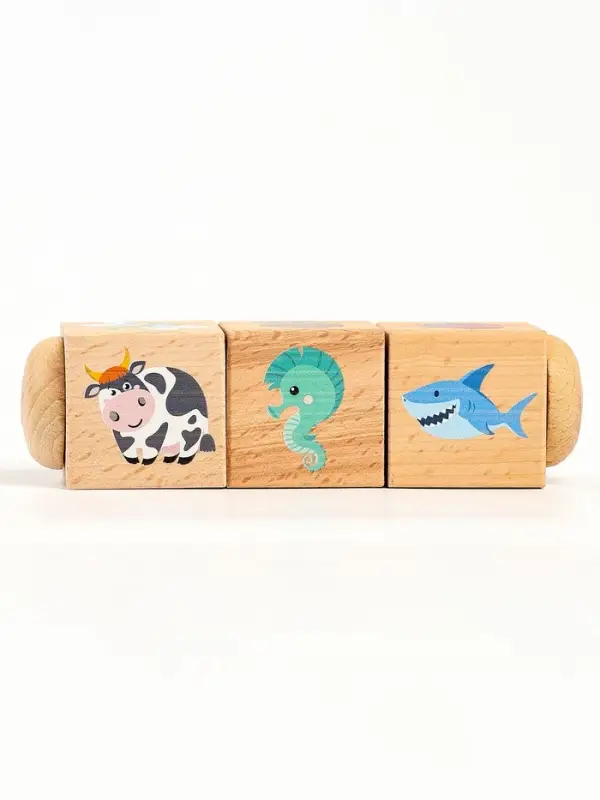 Кубики деревянные «Живая природа», на оси, 3 кубика Кубики деревянные «Живая природа», на оси, 3 кубика