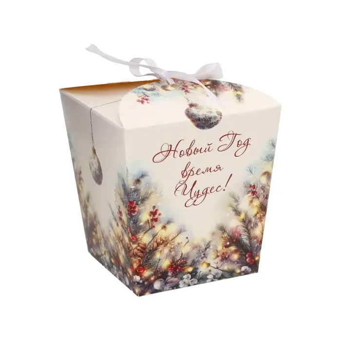 Бонбоньерка, новогодняя подарочная упаковкая «Новый Год время чудес», 7.5×8×7.5 см Бонбоньерка, новогодняя подарочная упаковкая «Новый Год время чудес», 7.5×8×7.5 см