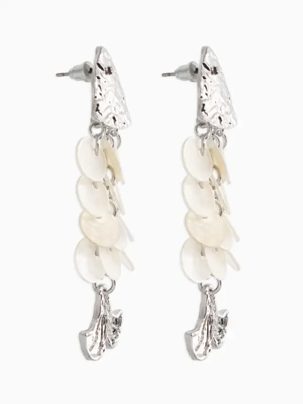 Серьги "Морской мир" чешуя рыбки, цвет белый в серебре