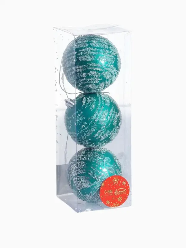 Ёлочные игрушки &laquo;Джейн&raquo;, шары новогодние, набор 3 шт., d=8 см, голубой
