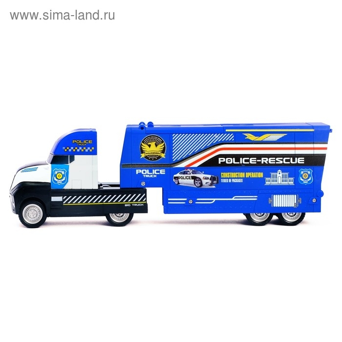 Грузовик инерционный «Полиция», 3 металлические машины в комплекте Грузовик инерционный «Полиция», 3 металлические машины в комплекте