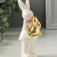 Фигурка керамика &laquo;Зайка белая с золотым зайчонком&raquo;, 6.5&times;4.5&times;13.5 см