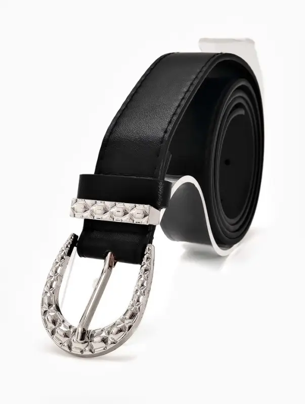 Ремень женский &laquo;Кэлли&raquo;, 110&times;3 см, пряжка металл, серебристая, чёрный