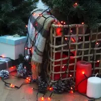Гирлянда &laquo;Нить&raquo; 5 м, IP20, тёмная нить, 50 LED, 8 режимов, 220 В, свечение красное