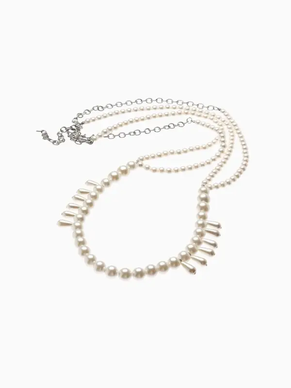 Бодичейн женский на тело &laquo;Жемчужные капли&raquo;, белый в серебре