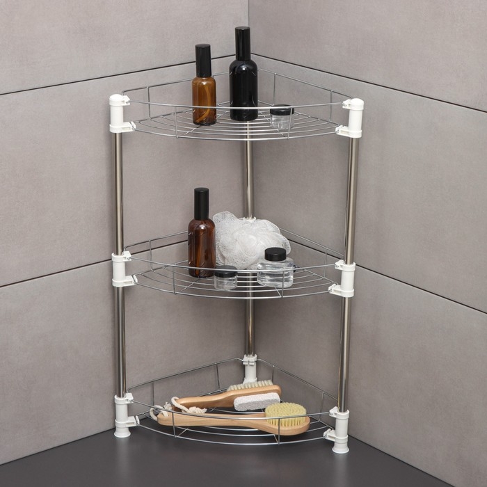 Этажерка настольная угловая 3-х секционная, 38,5×27,5×54,5 см, цвет хром Этажерка настольная угловая 3-х секционная, 38,5×27,5×54,5 см, цвет хром