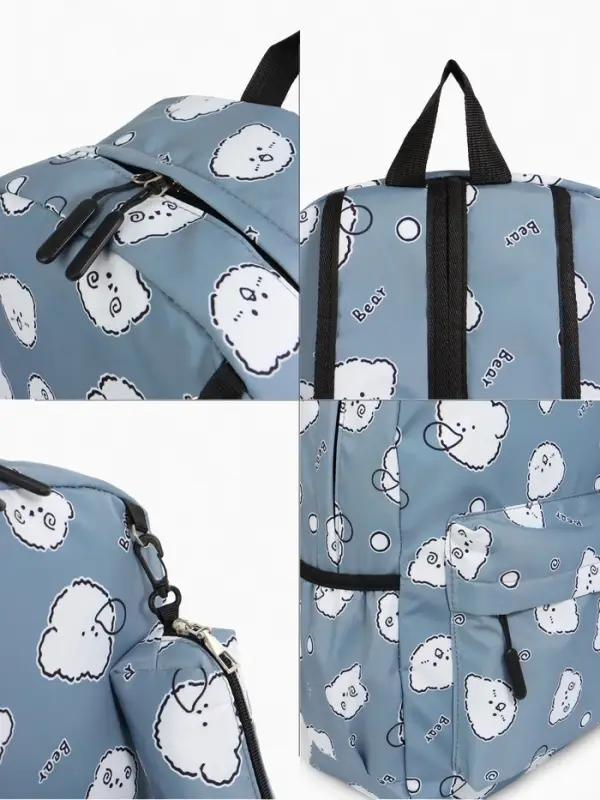 Рюкзак школьный &laquo;Мишки&raquo; для девочки, с пеналом, 3 кармана, 28&times;12&times;43 см, серый