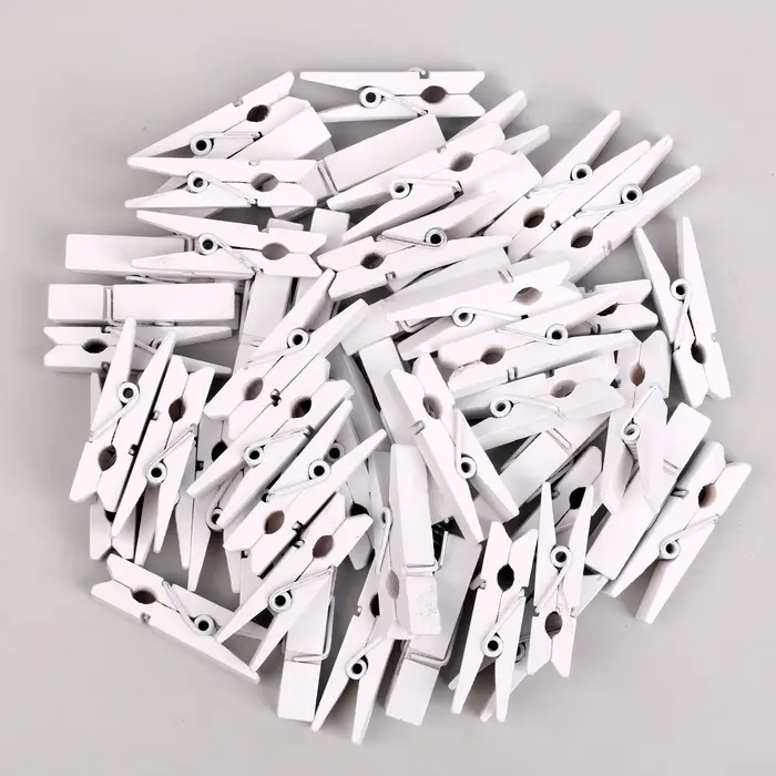Прищепки для декора, набор 50 шт., белые &mdash; 3.5 см