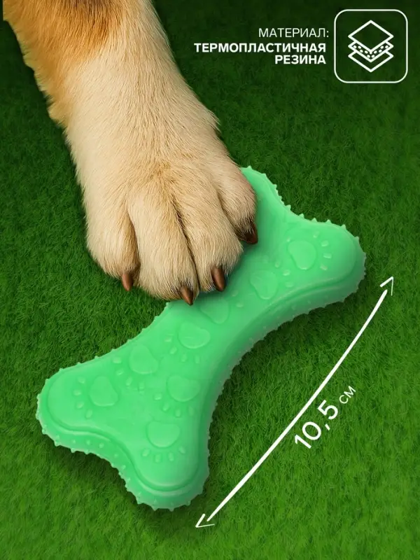 Жевательная игрушка для собак &laquo;Собачье удовольствие&raquo;, 10.5 см, суперпрочная, зелёная